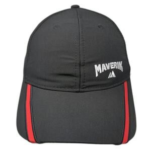 Maverik Snapback Hat Black Red White One Size Brim Stripes Adventure Logo Peak